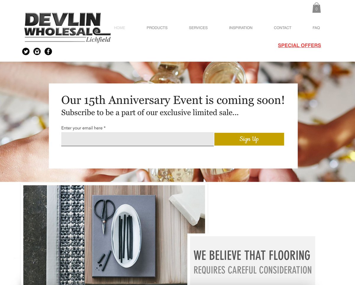 ♥HUGE ANNOUNCEMENT♥
This month marks our 15th year of trading in #Lichfield and to celebrate we are offering our customers the chance to participate in our exclusive limited sale.

Visit devlincarpets.com enter your email address and hit sign up.