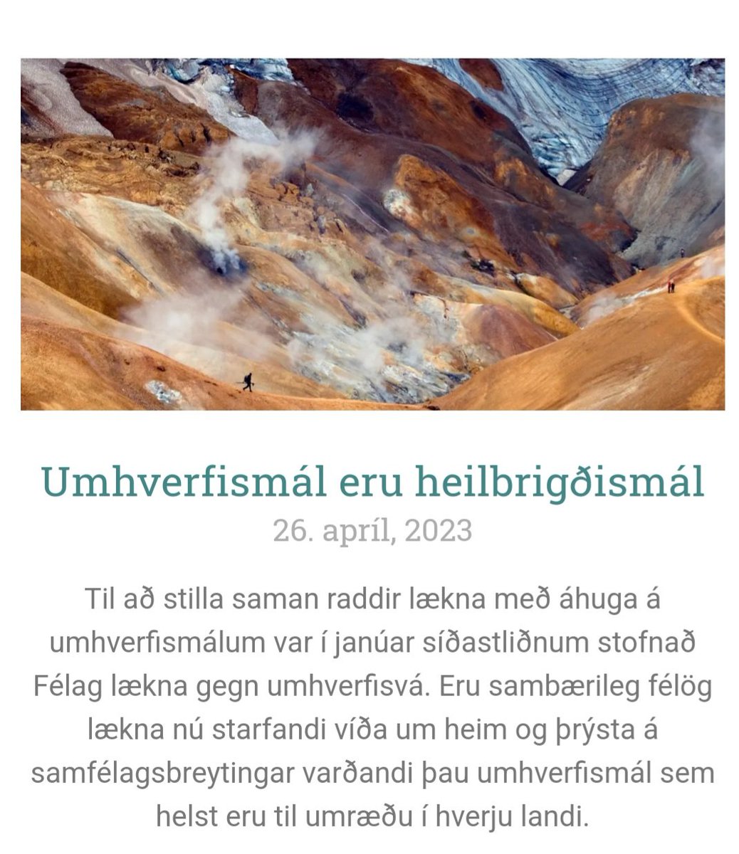 Það súmmerar lækna svo upp sem týpu, að þótt til séu ýmis umhverfis- og nátturverndarsamtök, dugar þeim ekkert minna en að stofna sín eigin.