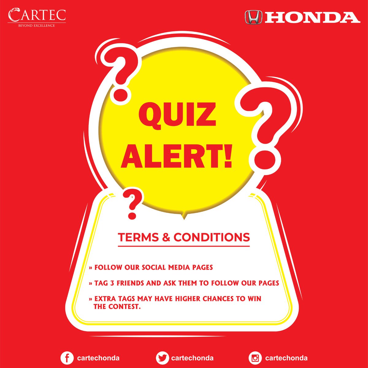 CartecHonda's tweet photo. Participate and prove to us that you are a true Honda fan! Stand a chance to win exciting prizes. Please read the rules of the Quiz contest. Good luck!
#ConceptGroup #BeyondExellence #QuizAlert #Contest #ContestAlert #Giveaway #quiztime #rules #termsandcondition https://t.co/3b5RjgG7VM