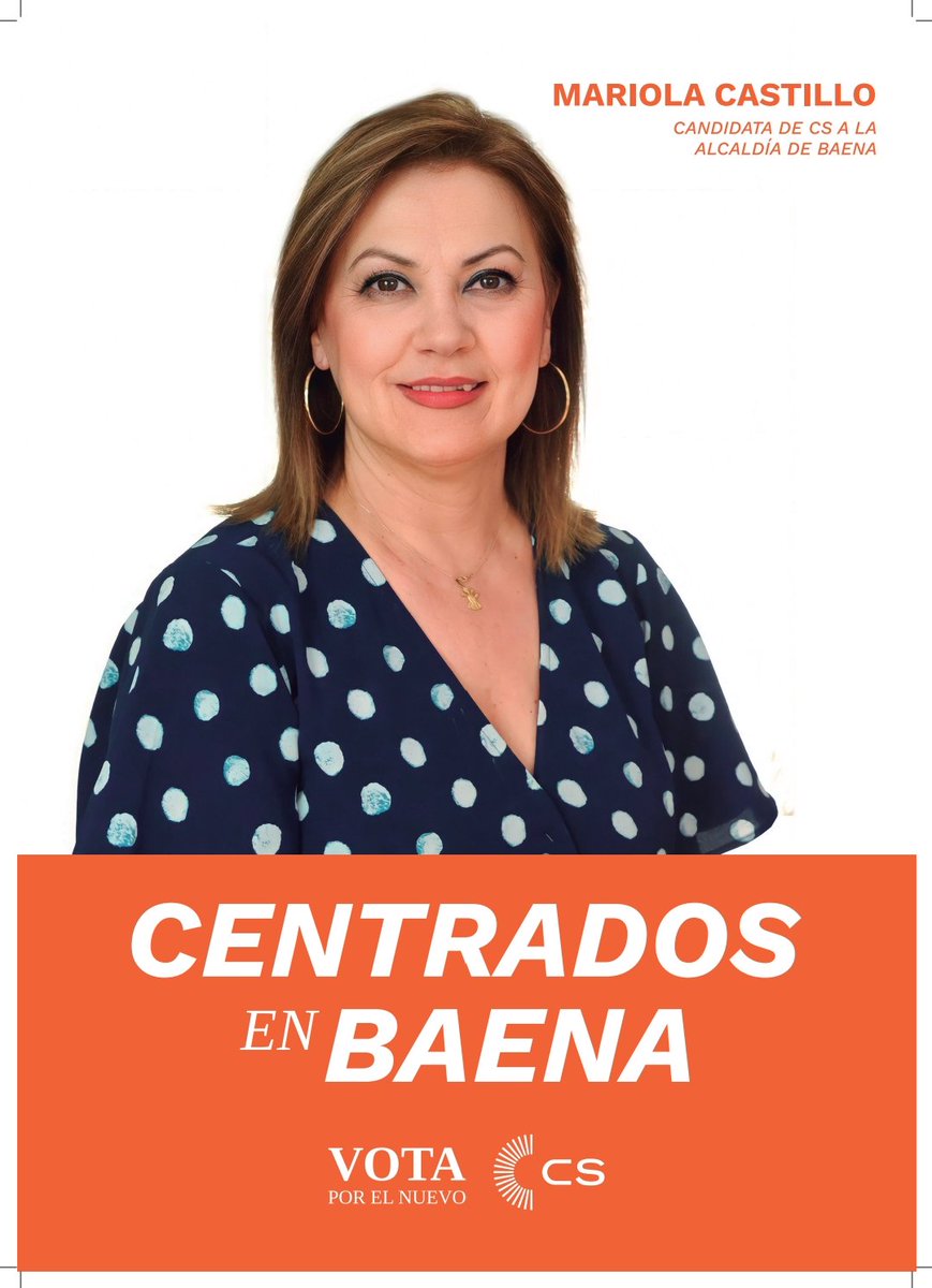 Cs_Baena's tweet photo. 🟠 Baena necesita una alcaldesa que sepa lo que es ganarse el pan fuera de la política 

👉🏻🍊 Vota Mariola Castillo, vota por el equipo del Nuevo Ciudadanos 

🔗 https://t.co/gAtMHGJbYN 

#CentradosEnBaena
#PorLosTuyos https://t.co/BxFr2fUIuc