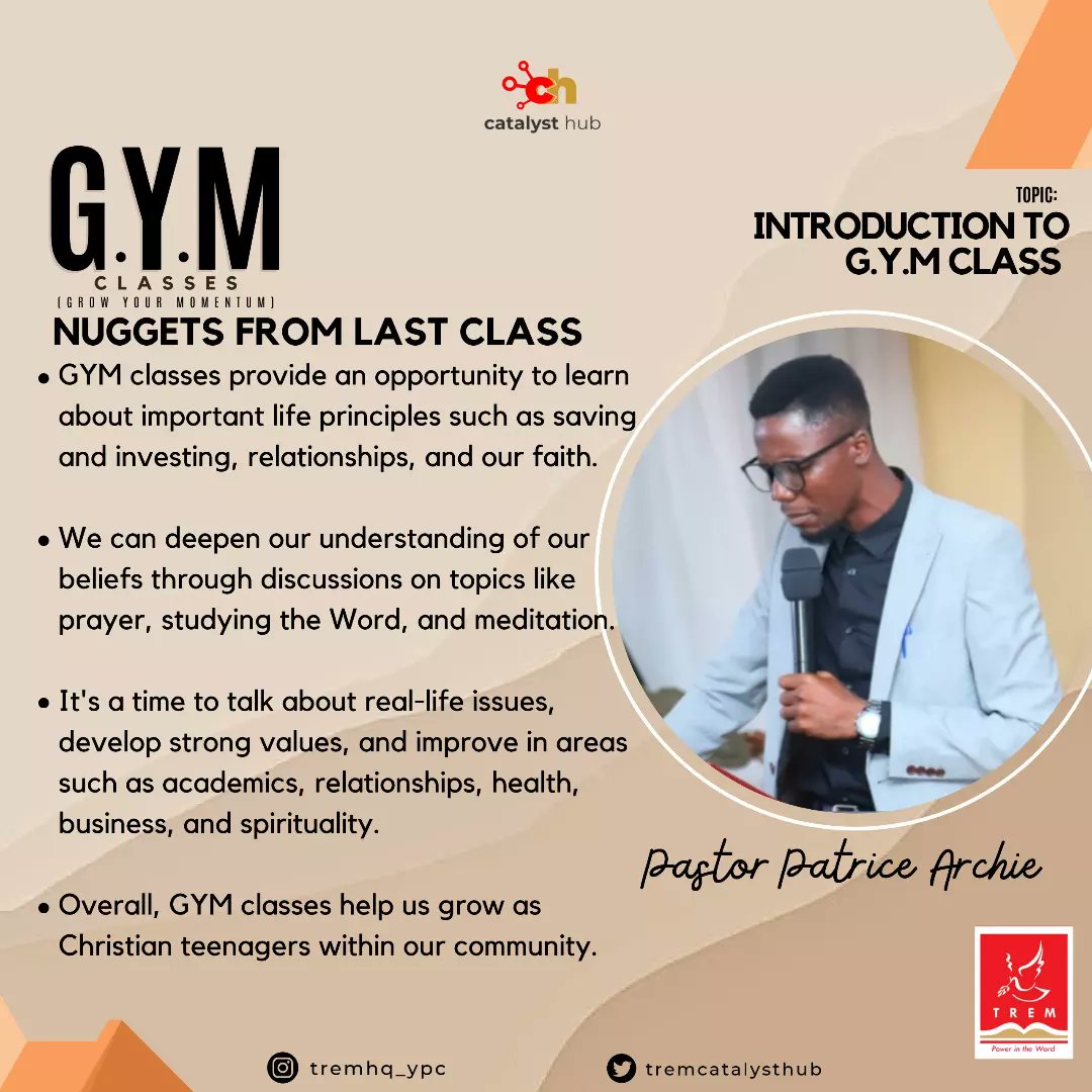tremcatalysthub's tweet photo. Heyyy Catalysts! Gym classes still continues this Sunday
Swipe to see nuggets from last class as Pastor Patrice @HeyImPLP taught us in what GYM class is all about.

Join us again this Sunday by 8:50am as Pastor Chibike @_Chibike will be taking us on our "MENTAL GOALS" https://t.co/TLwOe1ez66