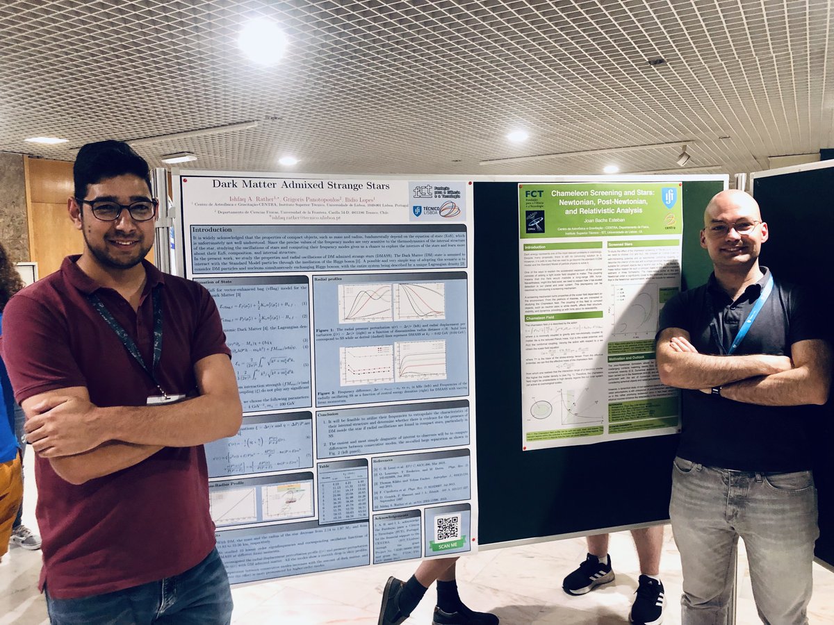 Also, our #PostDoc Ishfaq Ahmad Rather and #PhD student Joan Bachs Esteban presented their #posters on #DarkMatter admixed Strange #Stars and Chameleon Screened Stars at the #ICDMS2023