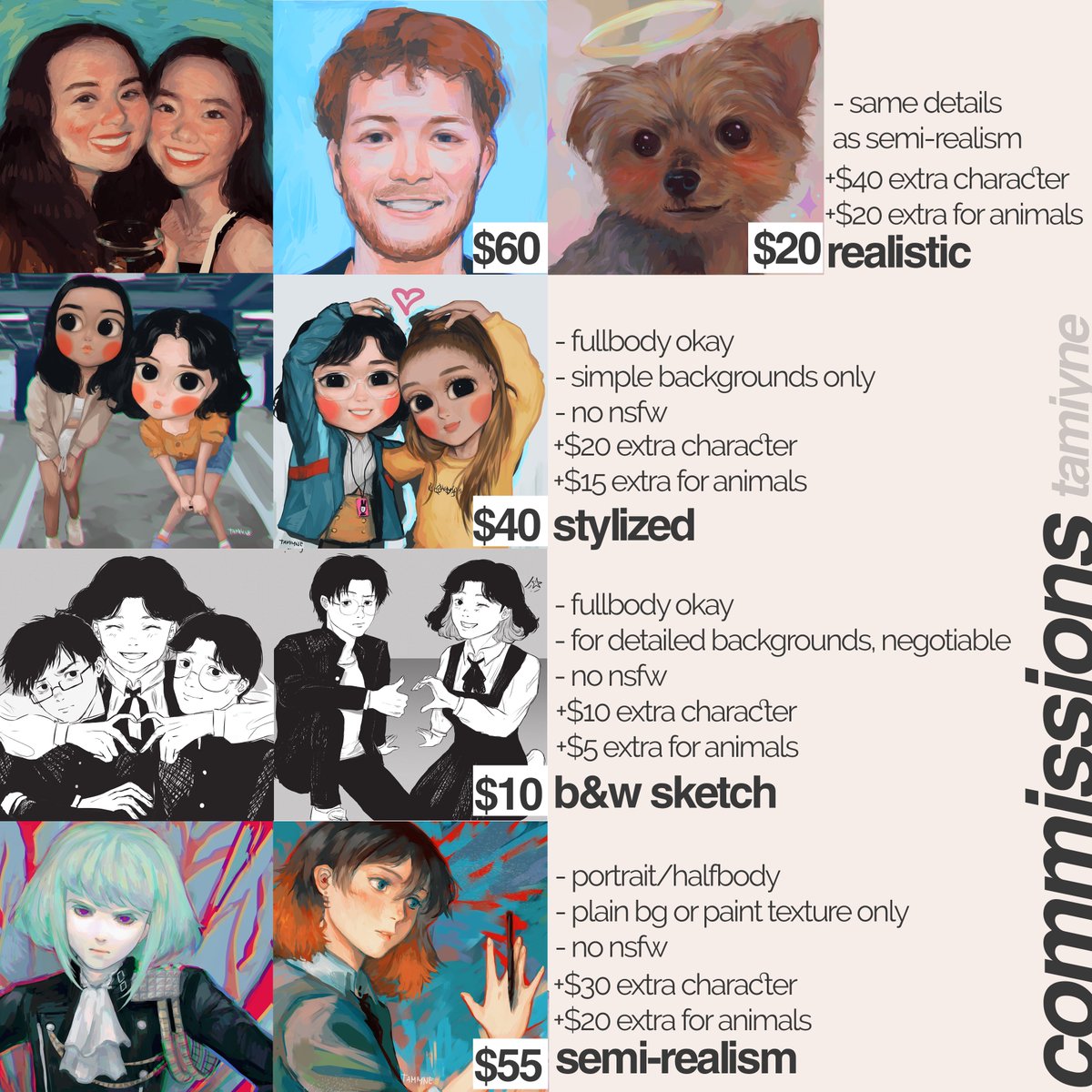 COMMISSIONS OPEN

hi guys!! I'm tam, and I'm going to be taking my masters abroad this October!! I hope you would help me raise some pocket funds for it 🥹

i have local prices too (php) so if you're from the ph please pm me for the local prices 🥹🧡

email: tamiyne.df@gmail.com