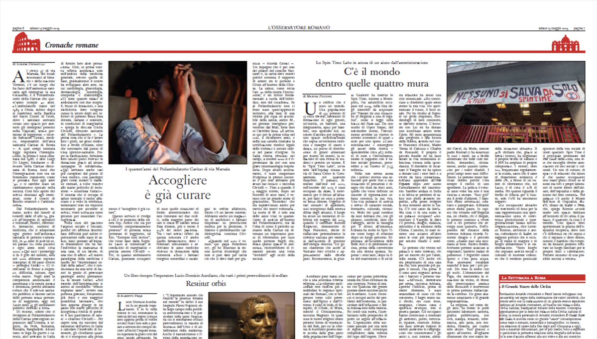 #14maggio I 40 anni del poliambulatorio della <a href="/CaritasRoma/">Caritas Roma</a> che assiste chiunque abbia bisogno di essere accolto; lo Spin Time Labs, che accoglie il mondo fra le sue mure; Lucio Domizio Aureliano, l'imperatore "Restitutor orbis". Cronache romane
👉bit.ly/3Mq7Cuk
