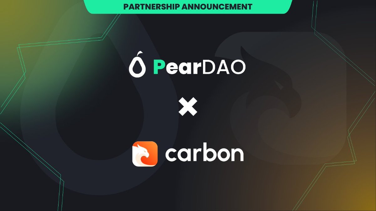 $CSIX

✅  @trycarbonio partnered with @PearDAOReal.

✅ #PearDAO marketplace is now listed on #CarbonBrowser's DApps Store.

✅ $PEX whitelisted on Carbon's browser wallet.

✅ #CSIX listing coming soon to Pear.