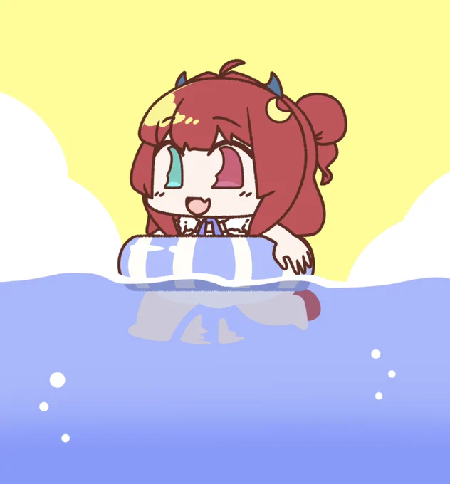 ロアちゃん浮き輪で前進  ロアちゃん浮き輪好き? 泳げなかった時の浮き輪はどこまでも行ける気がしたよね 波の揺れとともに浮いてるのも心地よかったりと良いよね でも知らぬ間に流されないように注意! いつかロアちゃんの浮き輪エピソード聞かせて〜  ロアちゃんにウキウキすることあれ  #ロアート