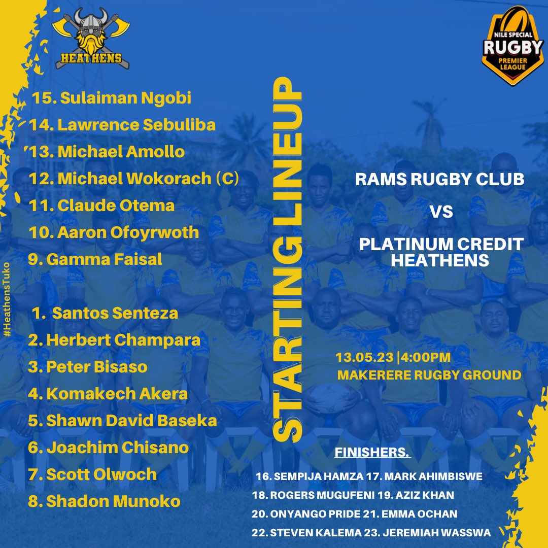 #TeamUpdates 📋

Our squad ready for the last #NileSpecialRugby dance today against @rufc_rams 
📌 K.O - 4:00pm

#HeathensTuko 
#MunguNiWetu
#RAMvsHEA #GutsGritGold