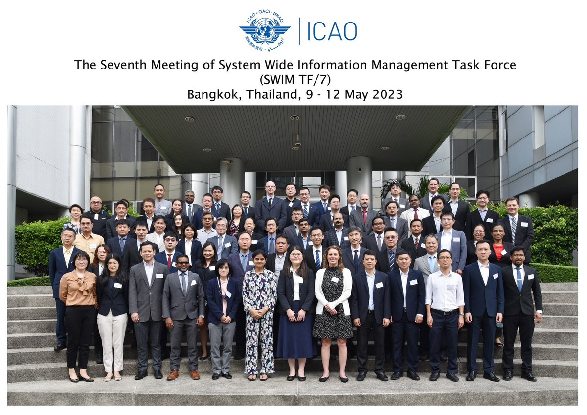 bunkongnov's tweet photo. APAC Member States are gearing up for #SWIM - The Seventh Meeting of System Wide Information Management Task Force, #ICAO APAC, #Bangkok, 9-12 May 2023 https://t.co/KipOoqU5oU
