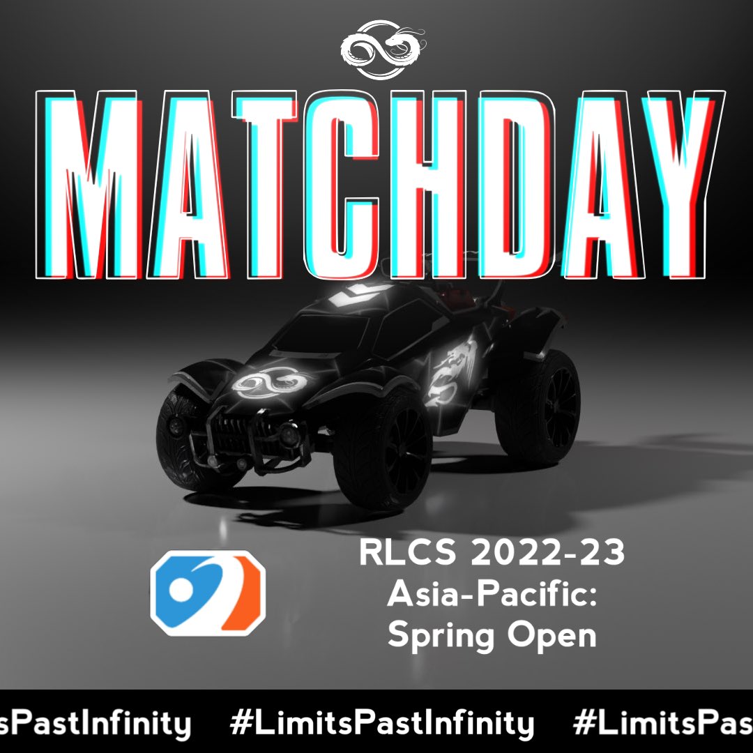 MATCHDAY!
Today we compete in the RLCS 2022-23 APAC Spring Open Main Event so be there to support us at twitch.tv/infinityesport… with <a href="/djpanjikaran/">Donnie Panjikaran // Knightistic</a> <a href="/SportyFCRL/">Simon "SportyFC" Price</a> <a href="/RaccoonRL_/">Rocket Raccoon</a> on the desk! #LimitsPastInfinity