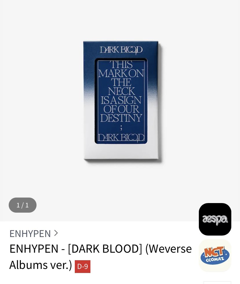 OPEN PO ENHYPEN DARK BLOOD (Ktown) 

Wv ver 130K dp 105K 
Air cargo tax ✅
Engene ver 115K RANDOM ( EMS TAX ❌) 
Reg ver RANDOM 155K (EMS TAX❌)