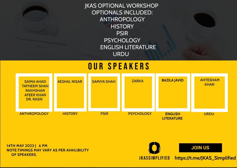 JKAS 2021 qualifiers will hold an online open seminar on these optional subjects. 
Those interested can join us on 14th May, Sunday - Evening. 
t.me/JKAS_Simplified