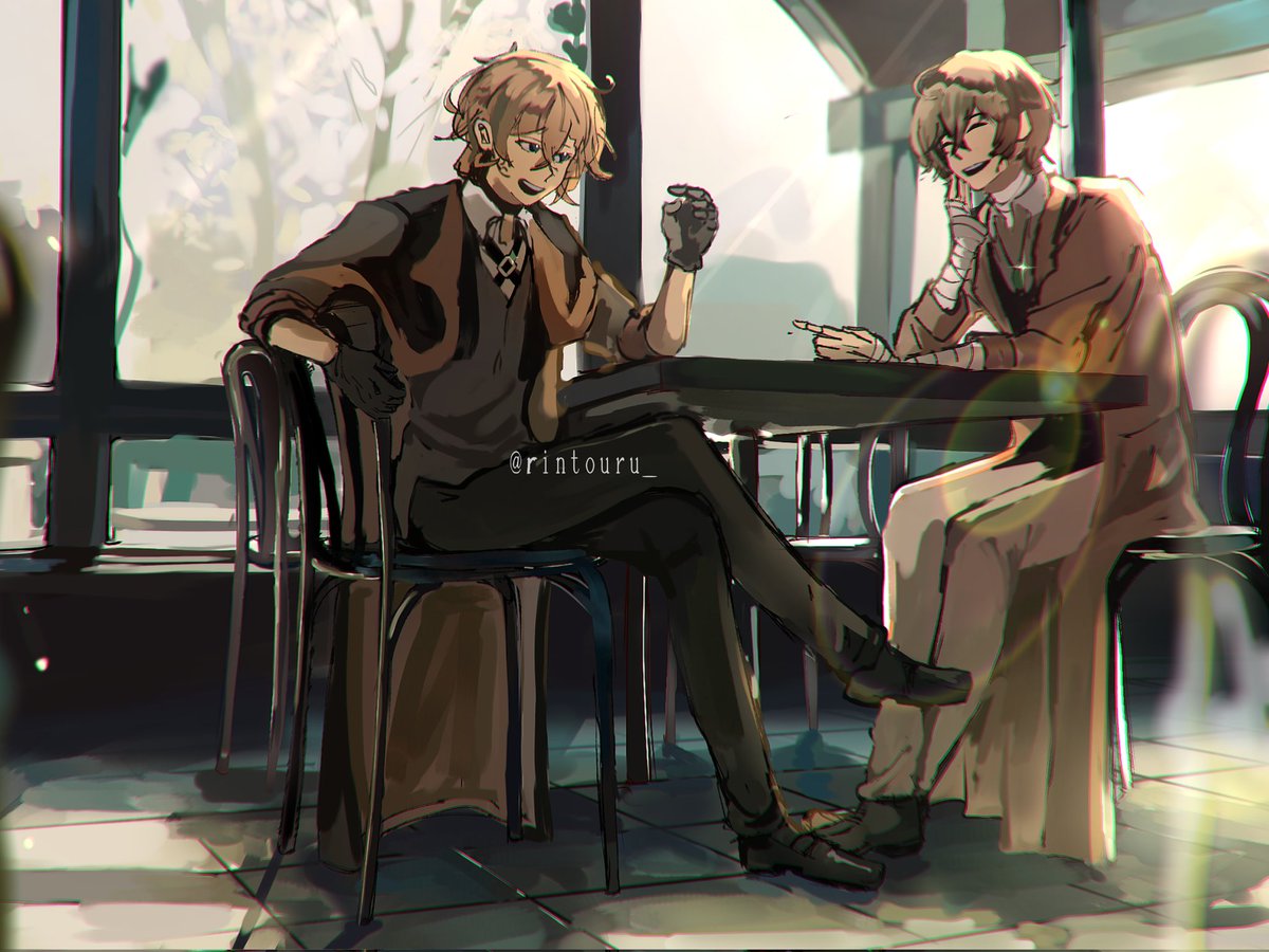 rintouru_2's tweet photo. They're dating😲!!
#soukoku #双黒 #Dazai #Chuuya #BSD #文豪ストレイドッグス https://t.co/jL9GJQn6N5