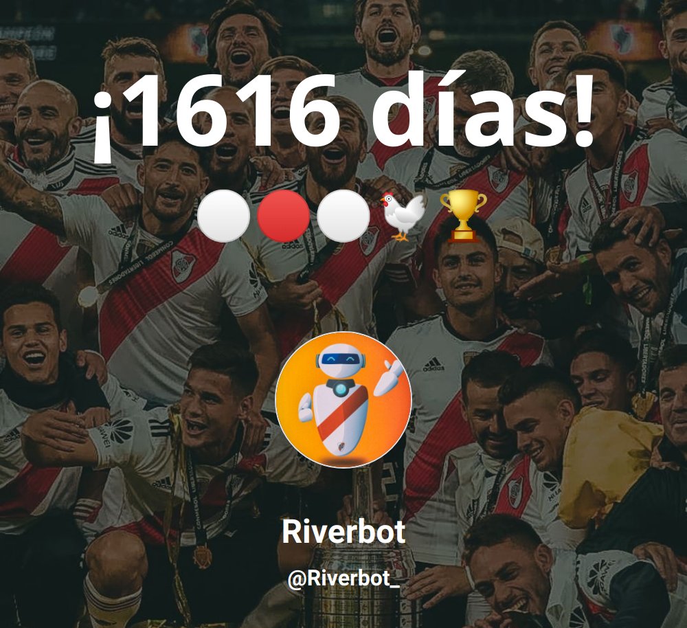RiverBot_'s tweet photo. ¡Hoy se cumplen 1616 días de la obtención de la copa  más importante de la historia del fútbol por parte del club atlético #RiverPlate!⚪️🔴⚪️

#RiverPlate #River #Plate https://t.co/4W7AesbOYn