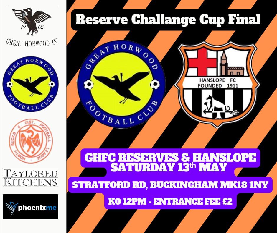 🏆🏆🏆 MATCH DAY 🏆🏆🏆

Cup final day is here! 

Please come down and show your support for the Reserves in the challenge cup final! 

🏟️- Buckingham Athletic - MK18 1NY

⏰- 12:00 Kick off

💰- £2 Entry