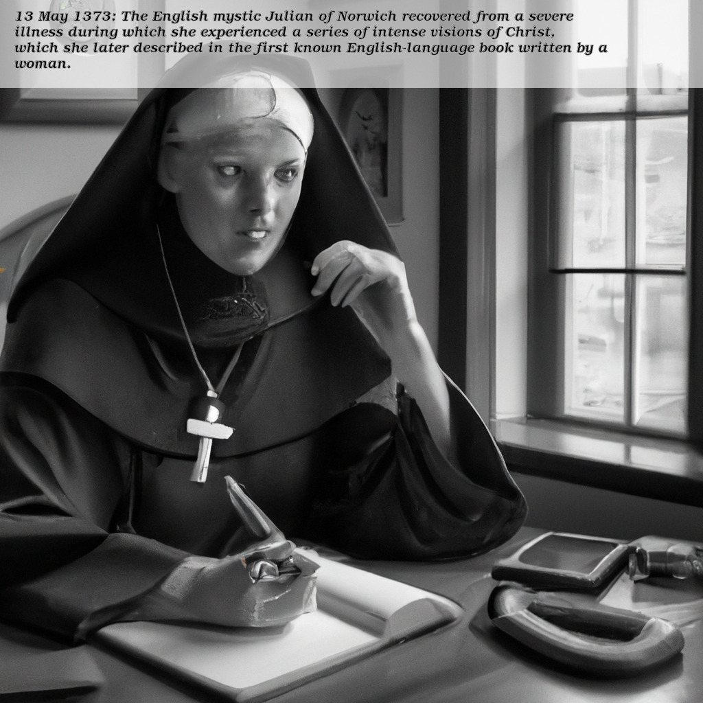 pics_from_past's tweet image. 13 May 1373: The English mystic Julian of Norwich recovered from a severe illness during which she experienced a series of intense visions of Christ, which she later described in the first known English-language book written by a woman. 

#SpiritualReflections
#WomenWriters