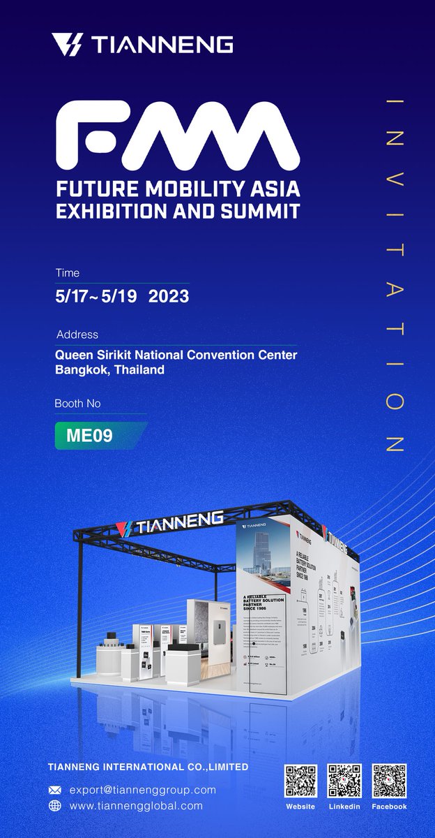 GroupTianneng's tweet photo. 📷4Four Exhibitions in May!!!!!!
PERIKLINDO Electric Vehicle Show:
📷Time: 5/17-5/21
Future Mobility Asia Exhibition and Summit:
📷Time: 5/17-5/19
2023 Vietnam International Autotech Accessories:
📷Time: 5/18-5/21
China International Battery Fair:
📷Time: 5/16-5/18 https://t.co/uENSgnLx1O