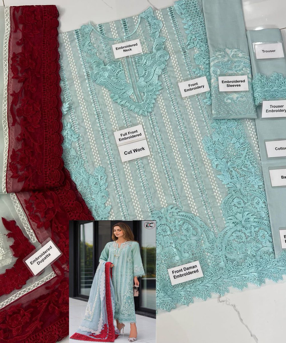 HoorCollections's tweet photo. ☆Brand Name : Crimson X Saira Shakira☆

☆Design Code : Chikankari Collection CXS-OPEL☆

☆Fabric Details : Cotton &amp; Organza☆

•Chikankari Embroidered Cotton Front
•Front Embroidered Daman Patches
•Plain Cotton Back With Embroidered Daman Lace

➡️Price : 190 SR only. https://t.co/sVOM3FXuGx
