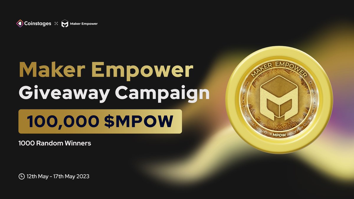 AirdropsGun's tweet photo. 🚀 Giveaway: Maker Empower
💰 Value: 100,000 $MPOW 
👥 Referral: Yes
📅 End Date: 17th May, 2023
🏦 Distribution Date: TBA

🎐 Giveaway Link: https://t.co/ko00BPFWRF

@MakerEmpower #AirdropsGun #MakerEmpower #MPOW #Giveaway #DYOR #NFA #Cryptocurrency #BSC https://t.co/14fqQNURGc