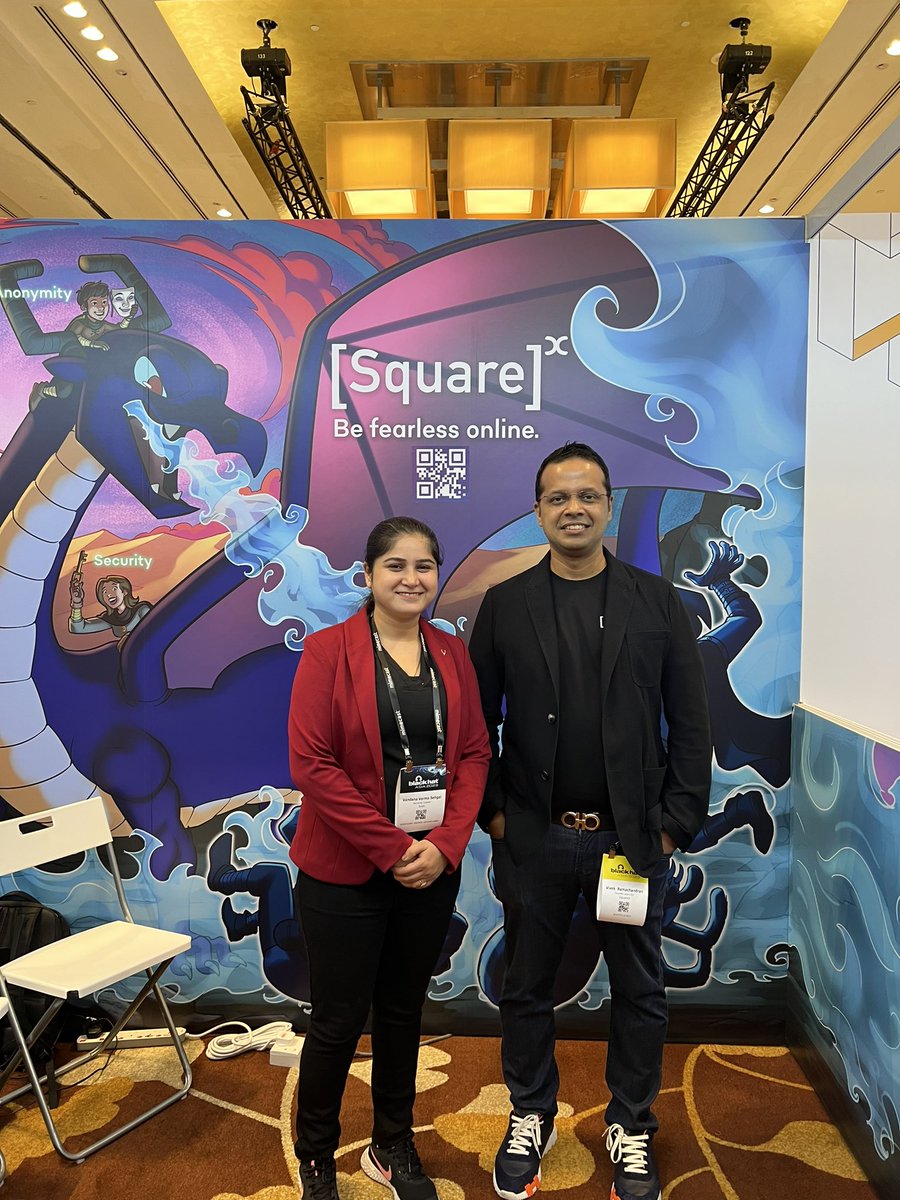 InfosecVandana's tweet photo. How can I miss a picture with @vivekramac when I am at #bhasia . Congratulations to the new venture https://t.co/vmAdYd9yXm