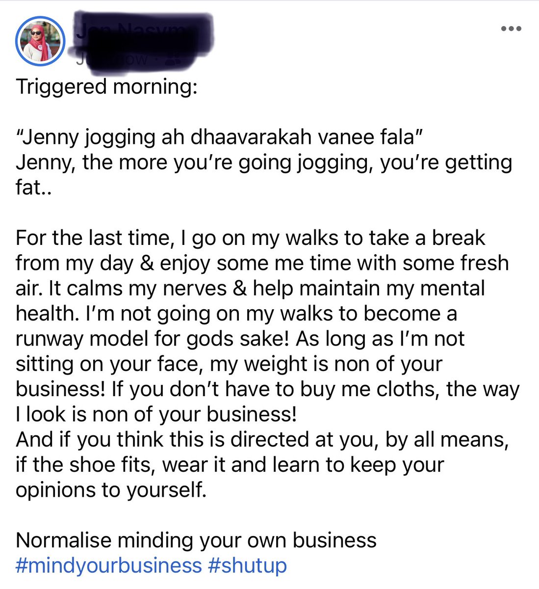 jennasym's tweet photo. #triggered #mindyourbusiness
#mindsetmatters #judgemental
#narrowthinking #livelifeforyourself
Normalise minding your own business! https://t.co/zd2YwaGkTU