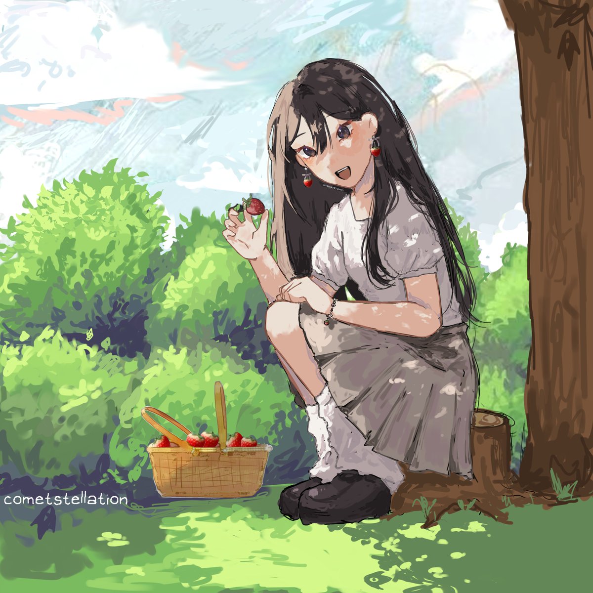 Cometstellation's tweet photo. Another day another Mari art from me 🍓 #OMORI #OMORIFANART #art #OMORIMARI #illustration #artist https://t.co/G8yXleZ7rG