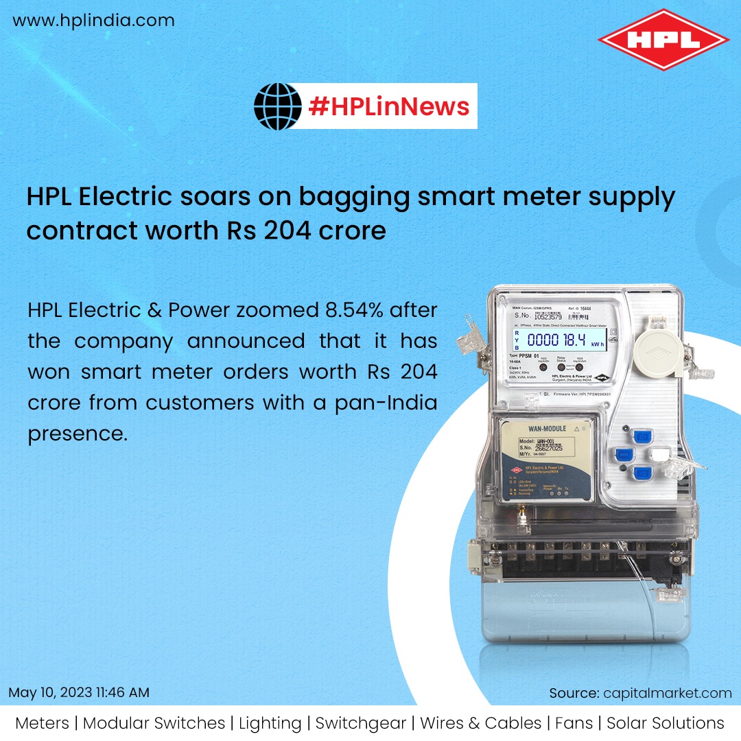 HPL_Official's tweet photo. Gautam Seth, joint managing director of HPL Electric and Power, said: "We are delighted with our ongoing success, driven by the strong demand for smart meters and our commitment to technological excellence."

#hplindia #hplproducts #hplelectrical #smartmetering #smartmeters https://t.co/IJuKN6UbD2