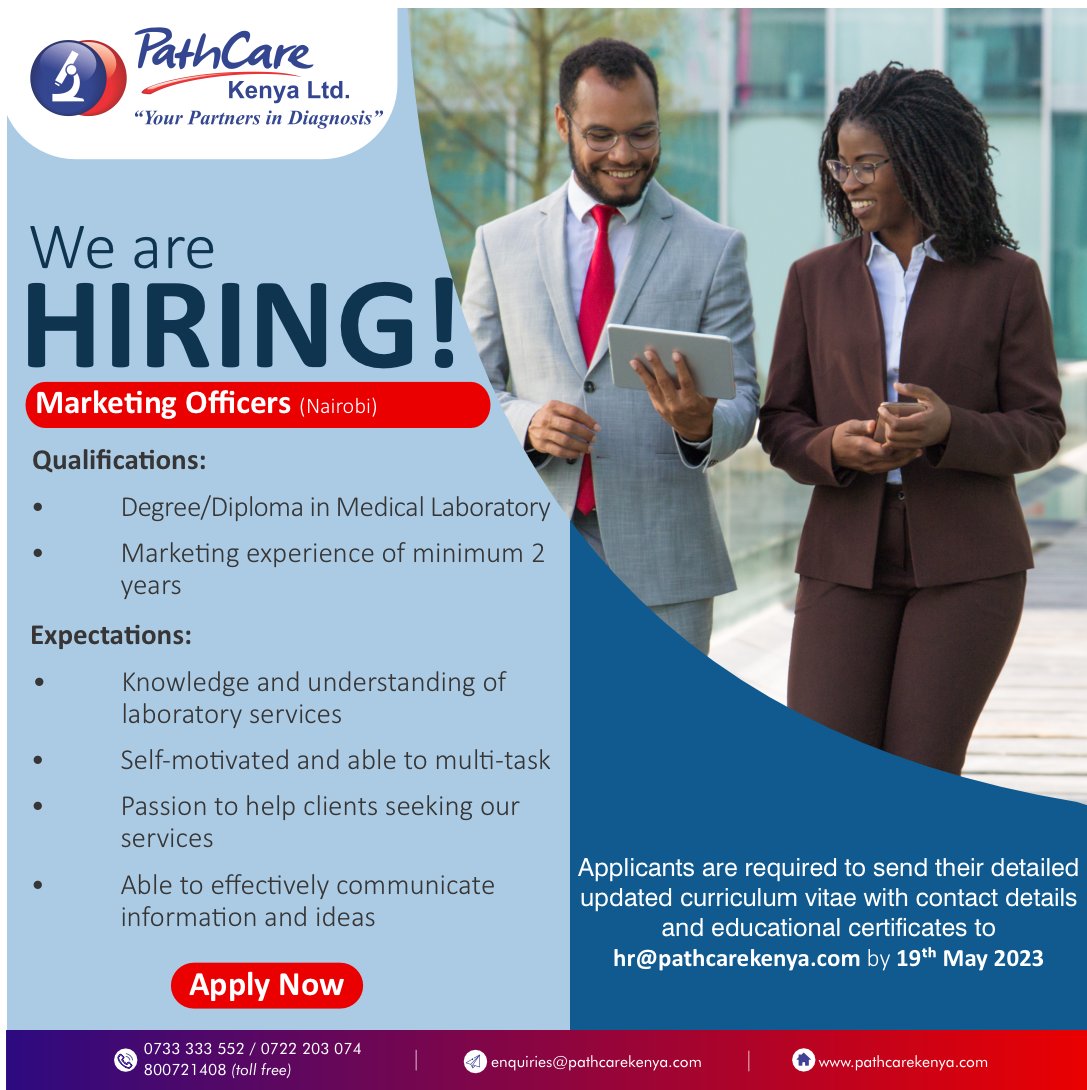 PathCare Kenya Ltd on Twitter "We are hiring for the position of
