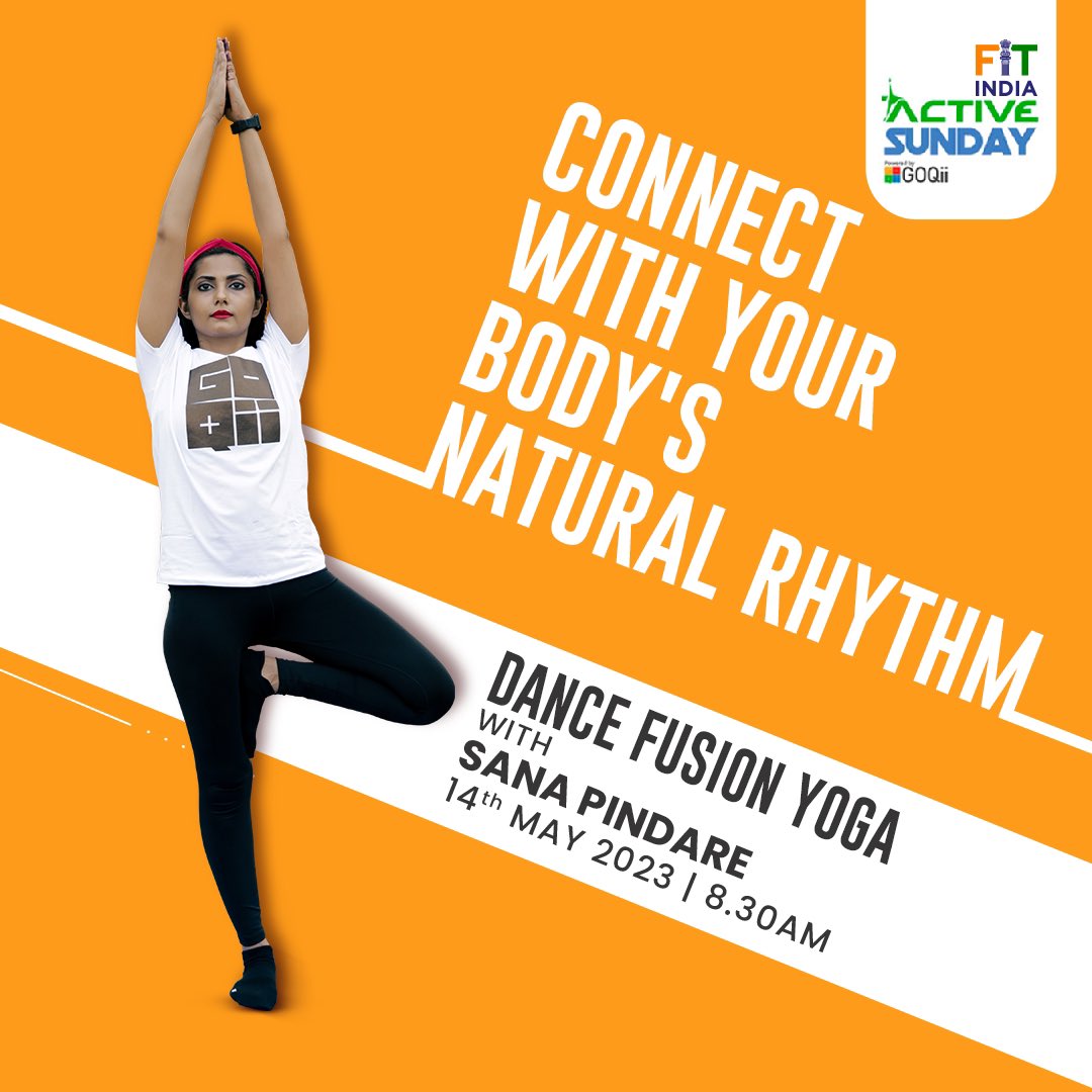 GOQii's tweet photo. Blend the meditative qualities of yoga with the fluidity of dance to create a dynamic and empowering experience with Coach Sana Pindare🧘🏻
Join us for the #FitIndiaActiveSunday session at 8:30 a.m. on the GOQii App.
#BeTheForce #ActiveSunday #DanceYoga #DanceYogaFusion #GOQii https://t.co/T0bnCd6y65