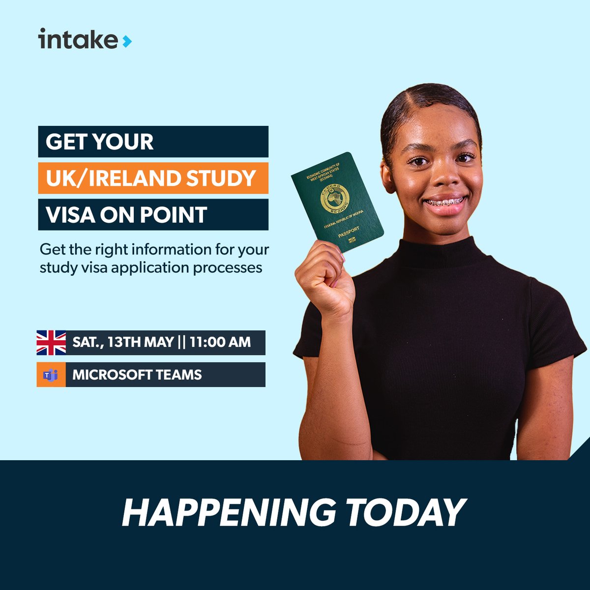 idpghana's tweet photo. 𝐇𝐀𝐏𝐏𝐄𝐍𝐈𝐍𝐆 𝐓𝐎𝐃𝐀𝐘! ⏰
Get ready to go the UK way ✈️

🇬🇧 Learn the A - Z of UK Study Visa applications + the latest updates and information from the UK Visas &amp; Immigrations.

📧 Check emails and SMS for joining links.

See you soon 💃🏽

#Intakegh #webinar #intakewebinar https://t.co/55OzMzPkKZ