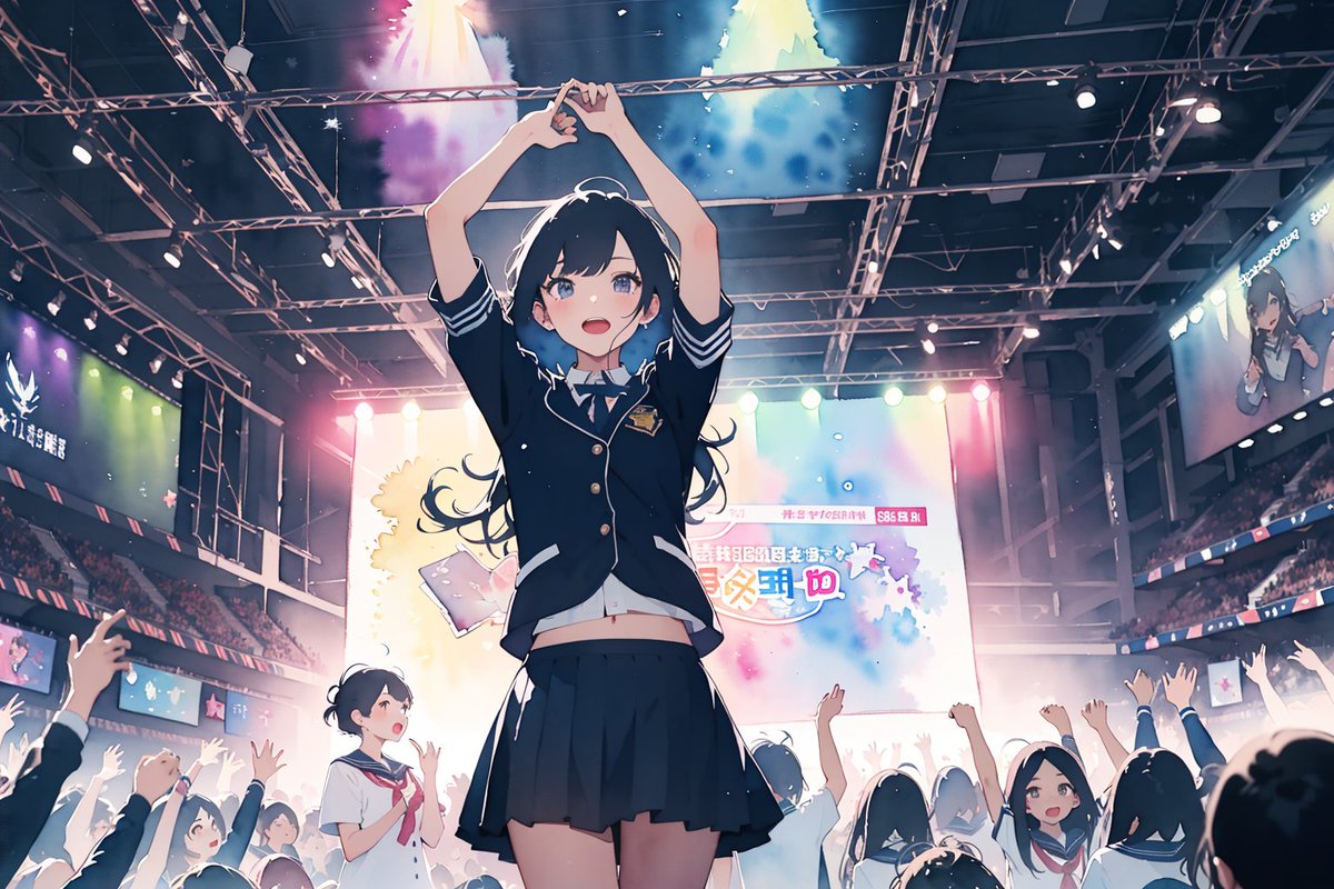 afrht's tweet photo. 今年の合唱コンクールは、各校どれもまるでアイドルのライブを見てるようですなぁ
#AIArt #AIイラスト #breakdomain_m2000 #flat2 https://t.co/s7W1MOxuqd