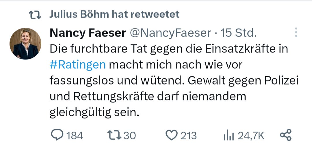 Berg_Oetzi's tweet image. #Boehm und #Ostermann, die zu allem und jedem eine wortreiche Meinung haben, schweigen dröhnend zu #Ratingen. Keine Forderung nach der "vollen Härte d Gesetzes", kein "Extremist" oder "Demokratiegegner", wie bei #Klimaaktivisten. Nix, nur ein müder Retweet.
#Doppelmoral