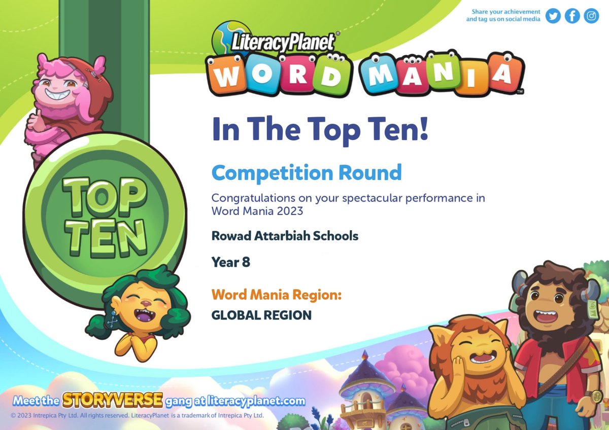 rowadalttarbiah's tweet photo. #مدارس_رواد_التربية_الأهلية تأتي في المركز السابع عالمياً في مسابقة Word Mania العالمية .
#وورد_مانيا_السعودية
#نعد_طلابنا_للمستقبل
#رؤية_السعودية_2030
#الفصل_الدراسي_الثالث_1444هـ
#WordMania
#Certificates
#comprehension
#WordManiaSaudiArabia
@LiteracyPlanet https://t.co/Pz56T8hbOu