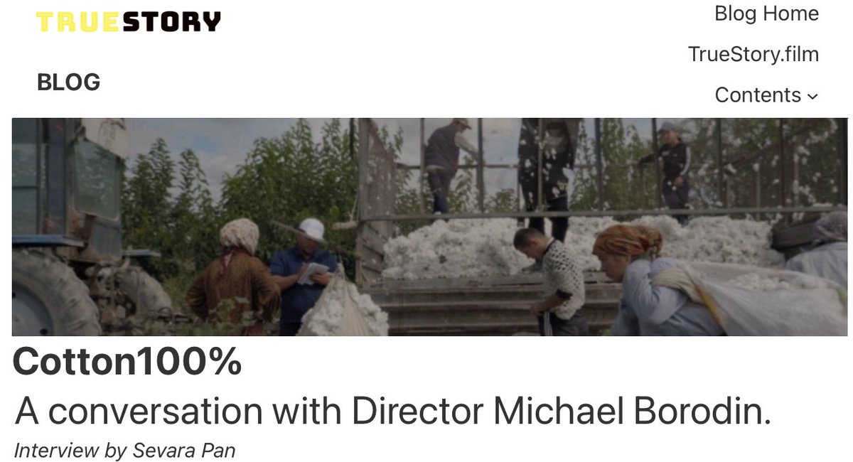 TrueStory_Film's tweet photo. We're excited to launch the True Story blog this weekend!! Our first piece is a great interview by critic &amp; curator @sevarapan with COTTON100% director Michael Borodin: https://t.co/K4IGiWylOp https://t.co/uTRyN16Wz1