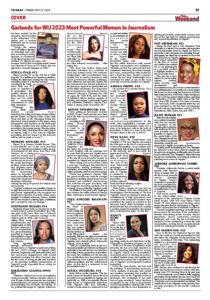 Thank you @THISDAYLIVE for the feature. 

Thanks @wijafrica for the recognition 🙏🏾💃🏽

#WomenInJournalism 
#AMEGlobal