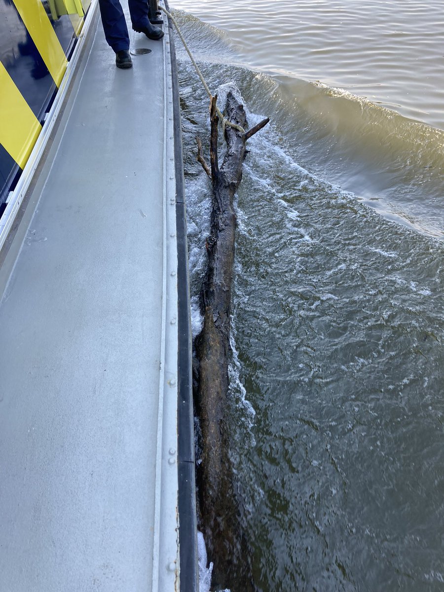 VLW_Joost's tweet photo. Weekenddienst op de #RWS18 in het zuiden van het land, na een melding van een paar #schippers diversen boomstammen uit het water gevist #julianakanaal #maas #rijkswaterstaat https://t.co/j7PHgUx0wW