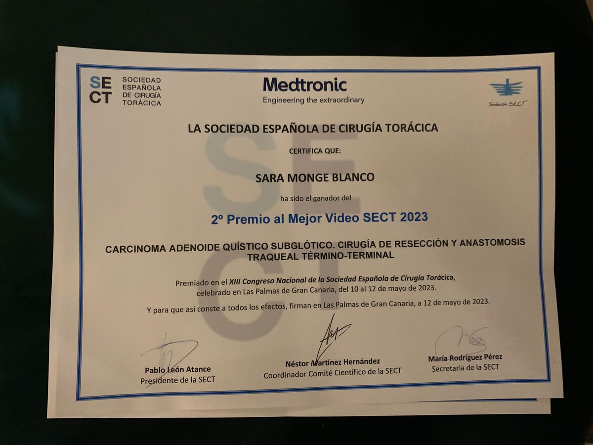 aiblancoo's tweet photo. Ha finalizado elXIII congreso @SECTtoracica #SECT2023 compartiendo experiencias y con premios para nuestro servicio @CirToracicaHUVR @HospitalUVRocio @NeumoHUVR , gracias a la Dra Monge Blanco https://t.co/cok1slfBLR