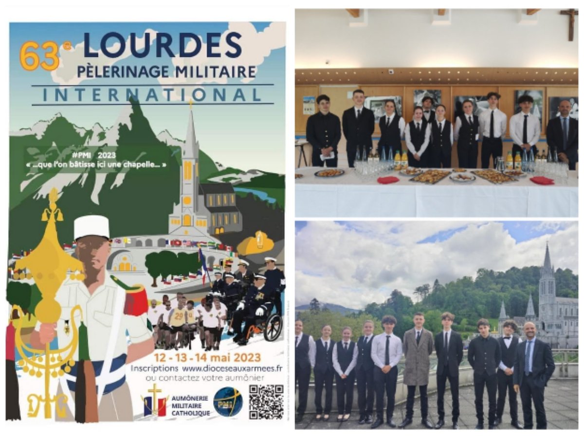Lautreamont65's tweet photo. Fiers de nos élèves du bac CSR qui ont servi avec brio le cocktail aux corps d'armées de tous les continents lors du pèlerinage militaire international @PMILOURDES à #Lourdes. Inoubliable ! 🙏aux militaires pour leurs félicitations 👍 @UMIH_France @AnneM_V @DSDEN65 @MostafaFourar https://t.co/zCYAZ0pz38