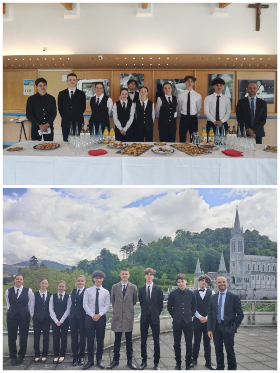 Lautreamont65's tweet photo. Fiers de nos élèves du bac CSR qui ont servi avec brio le cocktail aux corps d'armées de tous les continents lors du pèlerinage militaire international @PMILOURDES à #Lourdes. Inoubliable ! 🙏aux militaires pour leurs félicitations 👍 @UMIH_France @AnneM_V @DSDEN65 @MostafaFourar https://t.co/zCYAZ0pz38