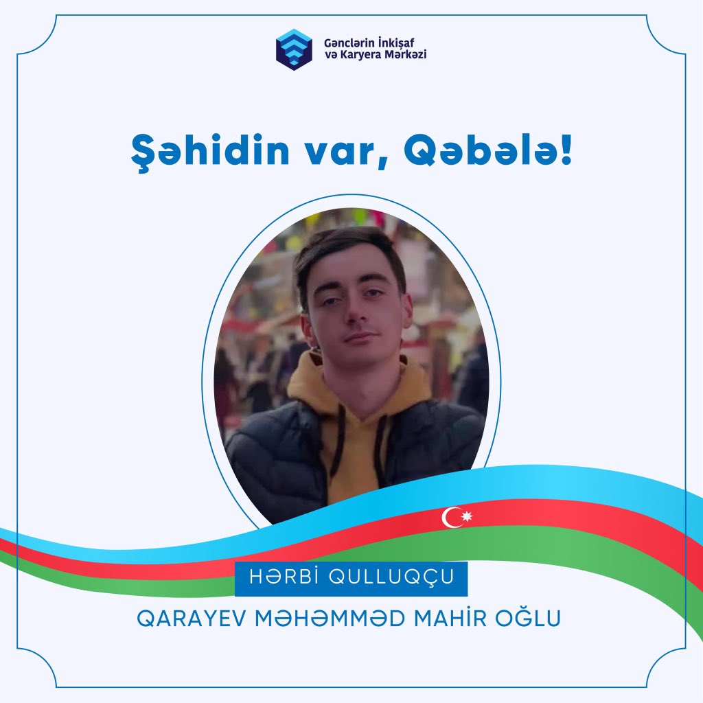 qebelegikm's tweet photo. Mayın 12-də axşam saatlarında Ermənistan silahlı qüvvələrinin davam edən təxribatı nəticəsində Azərbaycan Ordusunun hərbi qulluqçusu Qarayev Məhəmməd Mahir oğlu şəhid olub.

Başın sağ olsun, Vətən!

#AzGF #GİKM #QəbələGİKM #ŞəhidimİZ https://t.co/H7NwUgN29x