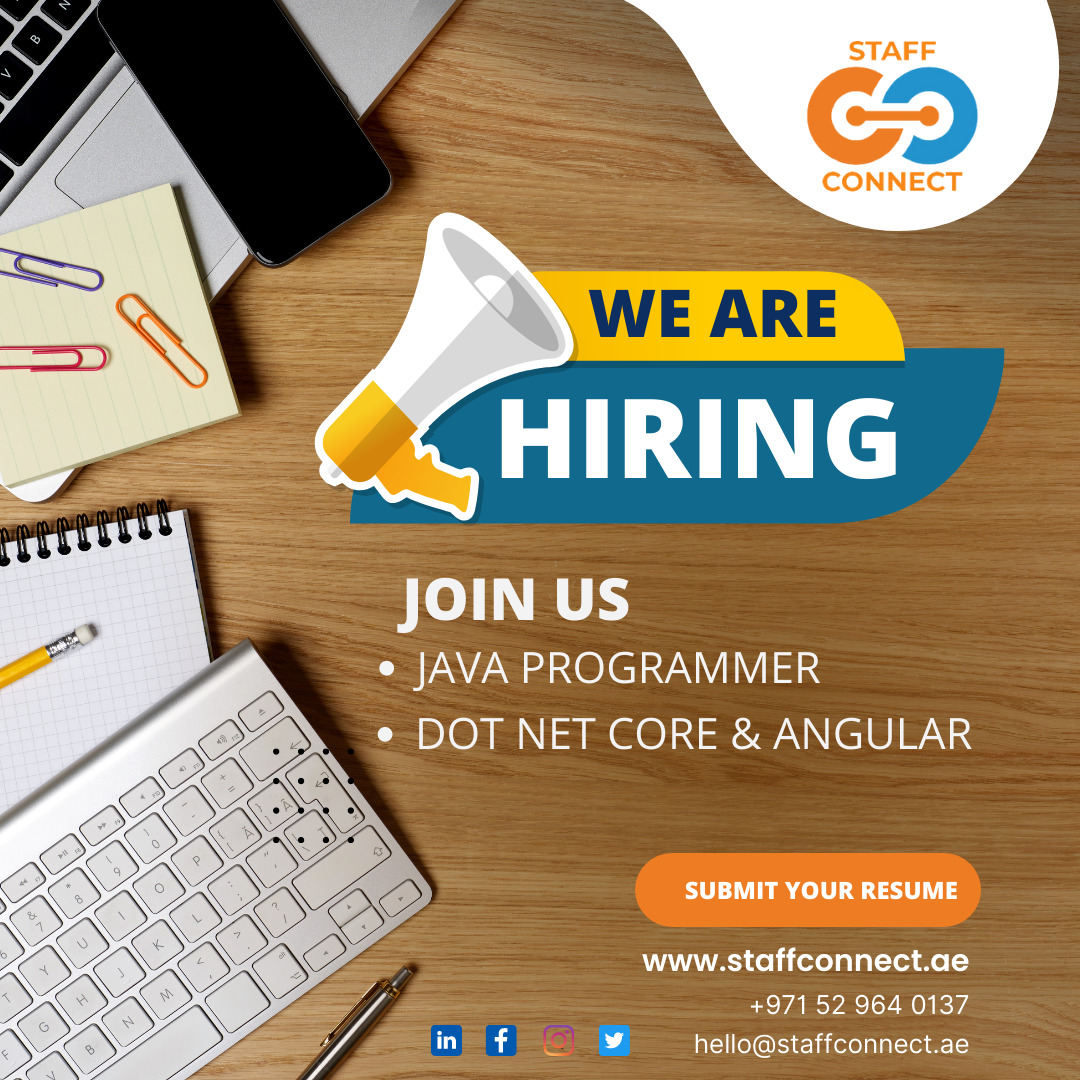 We are Hiring following position Java Programmer , Dot Net Core & Angular.

Interested Candidates Can Apply Here:
staffconnect.ae/vacancies/

#staffconnectuae #recruitingnow #vacancy #uaejobsearch #hiring #dubaiuaehiring #dubai #uae #javaprogrammer #dotnetcore #angular