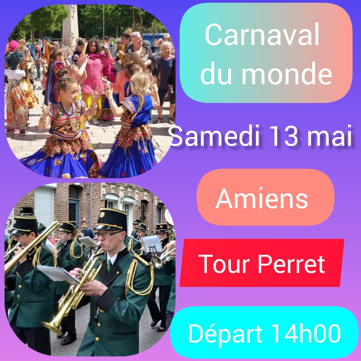 LongueauA's tweet photo. Carnaval du monde 
Samedi 13 mai Départ 14h00 
#Amiens  tour perret 
Participation #amcl #longueau https://t.co/ZwMMNKbmDE