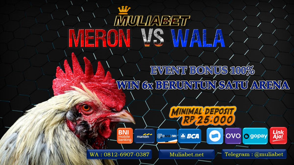 muliabet550's tweet photo. MULIABET
situs taruhan sabung ayam online 
minimal deposit Rp 25.000
minimal witdraw Rp 50.000
Bonus win 100% win 6x beruntun dalam satu arena https://t.co/A4dDI5ntya