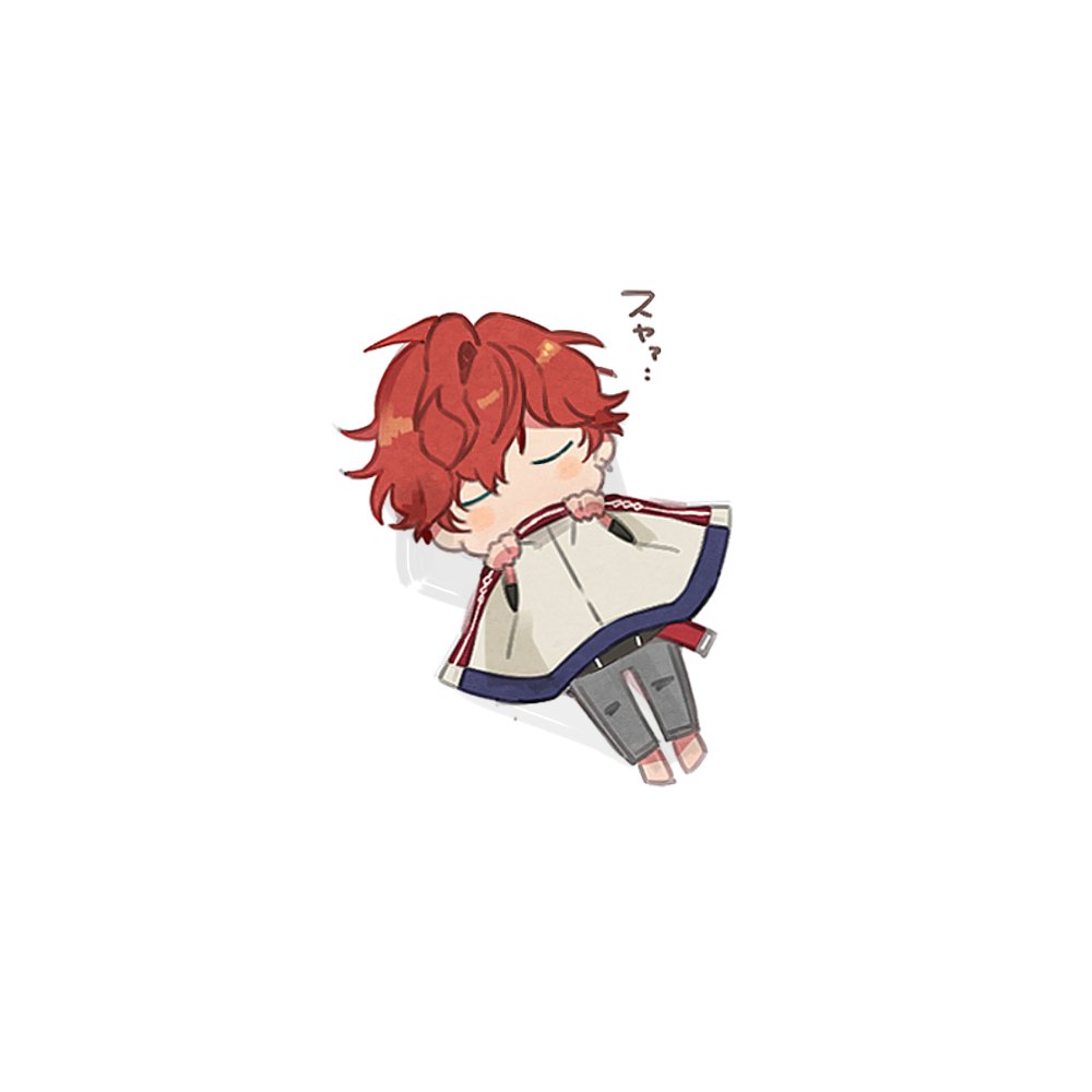1boy male focus sleeping chibi red hair closed eyes solo  illustration images