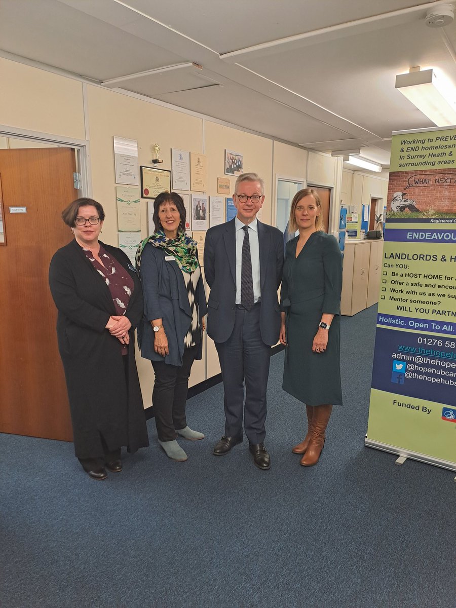 Welcomed LtoR <a href="/LBFEW/">Lloyds Bank Foundation</a> Grants Mgr, <a href="/michaelgove/">Michael Gove</a> local MP &amp; MD of <a href="/LBGplc/">Lloyds Banking Group</a> to meet, see &amp; hear how #homeless #vulnerable #people are supported &amp; empowered &amp; give out certificates. We then discussed the #HousingCrisis, #Changingfutures  impact etc &amp; discussed possible  #solutions.