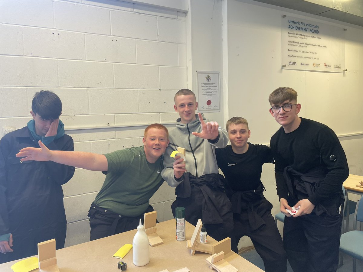 Some of our S4 pupils developing their joinery skills at the ‘Step into Construction’ taster programme <a href="/NCLanarkshire/">New College Lanarkshire</a> The boys were naturals, well done! Big thanks to our lecturer Paul who helped them throughout the day!👷‍♂️🛠️🪚