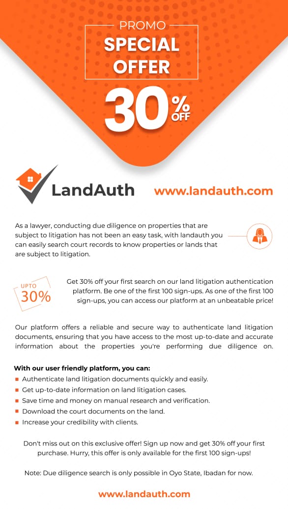 LandAuth's tweet photo. Idan don give advice wey go cause idanwo!π
Avoiding wahala is key! Conducting due diligence is the best way to uncover pending lawsuits on a property. Use LandAuth for detailed reports on court disputes attached to the property.
Avoid idanwo. #uselandauth.
Idan Oyo State Falz https://t.co/5eDzBAjwbM
