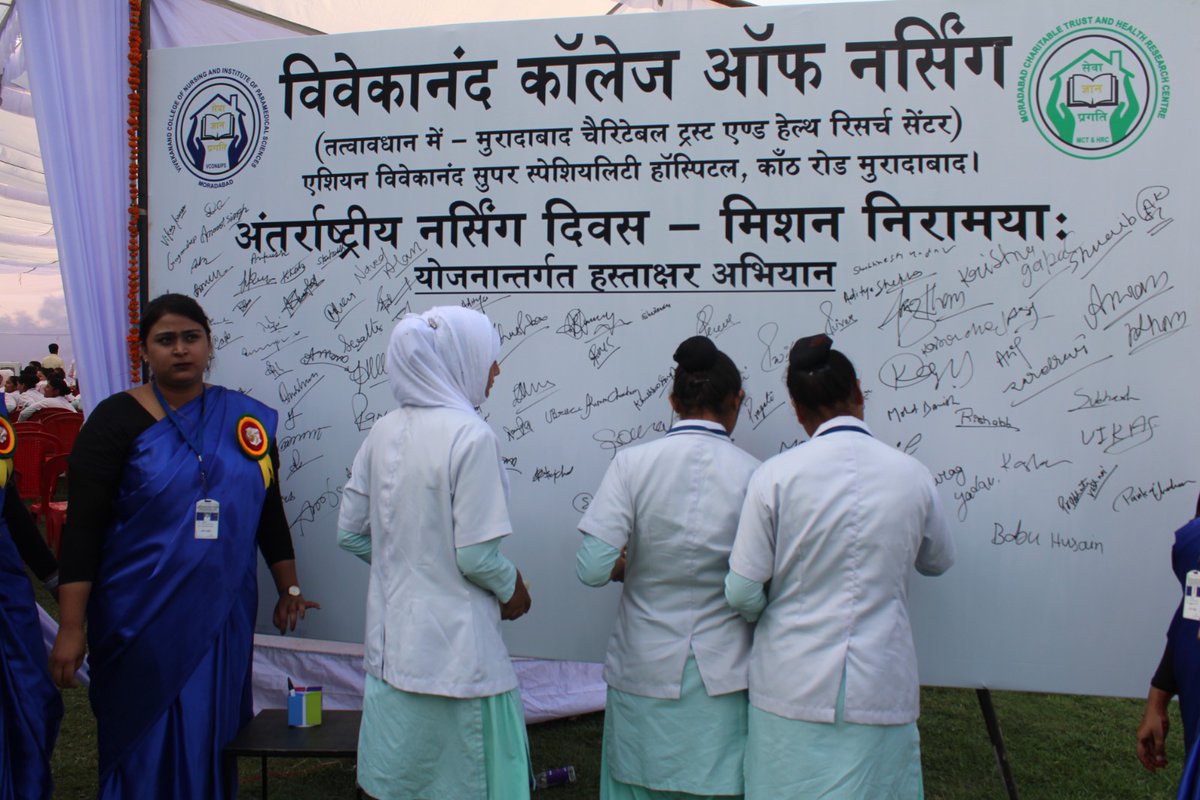 OfVivekanand's tweet photo. A signature campaign under mission  Niramaya by 
Vivekanand College of Nursing, Kanth Road Moradabad on International nurses day, 12 may 2023
#MeUPGovt 
#MissionNiramaya https://t.co/voVDJ101ZG