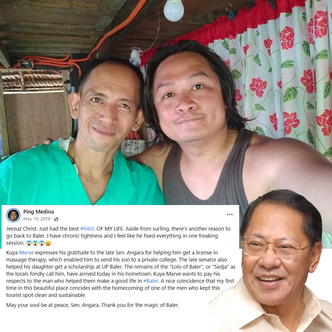 SonnyAngaraNews's tweet photo. Actor Ping Medina had this FB post tribute in honor of the late former Senate President Edgardo J. Angara five years ago. #SalamatSenAngara #seja #EdAngara #Baler #AlagangAngara https://t.co/uJqVZX9edo