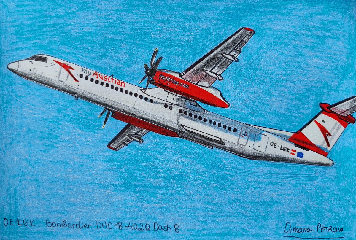 My drawing of @_austrian OE-LGK Bombardier Q400 Dash 8 ✈️🇦🇹 
148x210mm
#AustrianAirlines #MyAustria #MyAustrianMoment #Vienna #Servus #StarAlliance #Bombardier    #BombardierQ400Dash8 #travel #traveling #VisitAustria #VisitVienna #ViennaAirport #artist