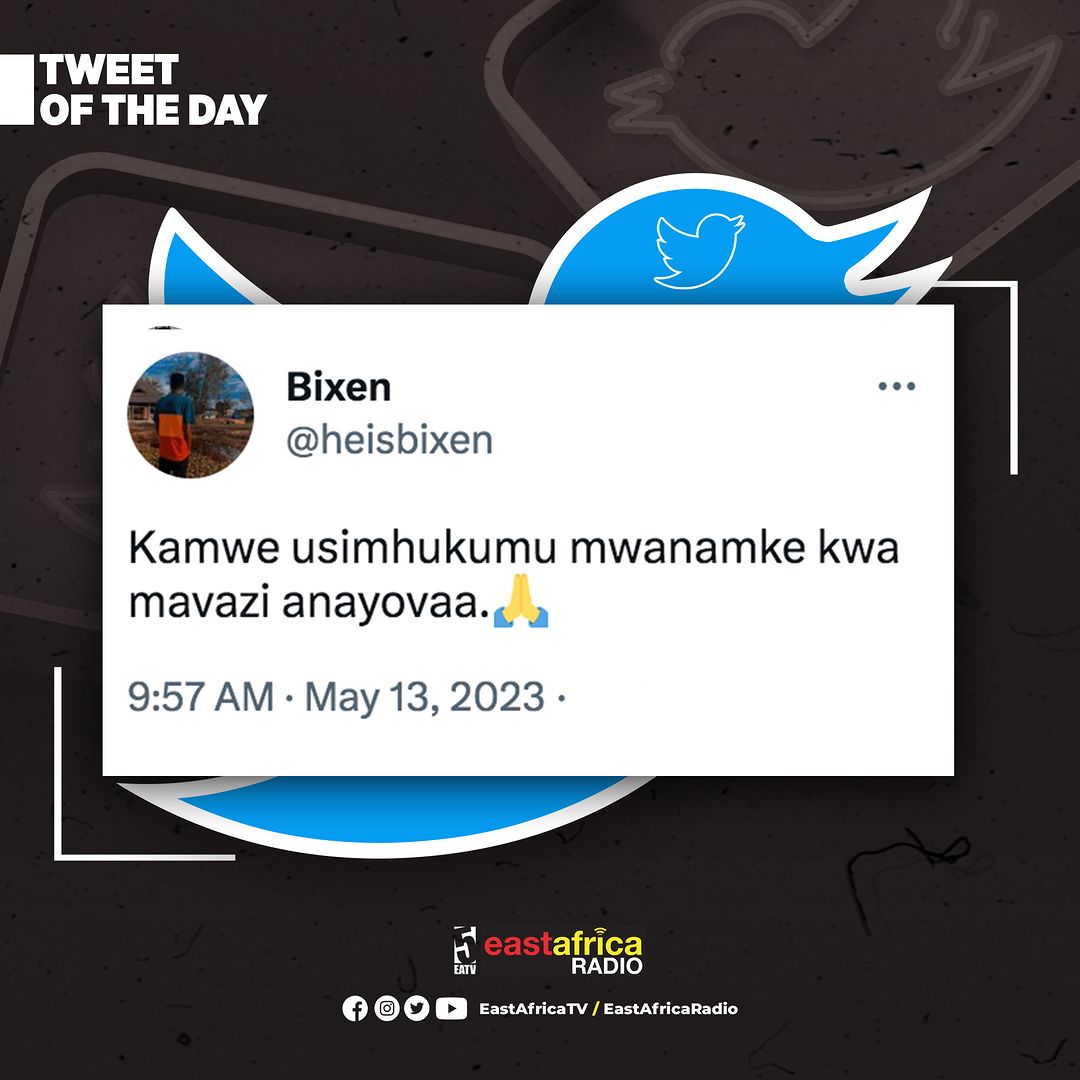 eastafricatv's tweet photo. Unakubaliana na mwamba @heisbixen kwa asilimia ngapi?
#TweetOfTheDay #Bixen #EastAfricaTV https://t.co/1fucPiM4a8